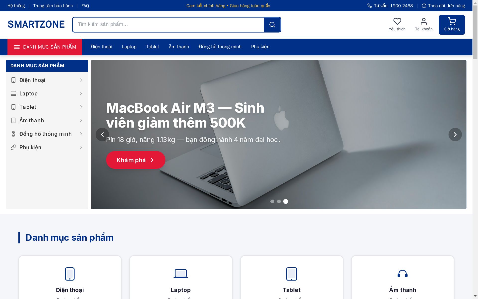 Website demo Smartzone sinh bởi Sale.AI